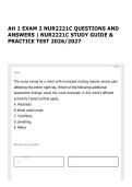 AH 1 EXAM 2 NUR2221C QUESTIONS AND ANSWERS &vert; NUR2221C STUDY GUIDE & PRACTICE TEST 2026&sol;2027