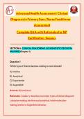 Advanced Health Assessment&comma; Clinical Diagnosis in Primary Care&comma; Nurse Practitioner Assessment&colon; Complete Q&A with Rationales for NP Certification Success UPDATED 2026&sol;2027&NewLine;