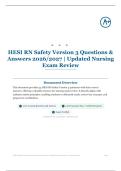 HESI RN Safety Version 3 50&plus; Questions & Answers 2026&sol;2027 &vert; Updated Nursing Exam Review