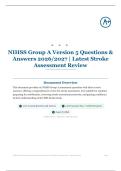 NIHSS Group A Version 5 5&plus; Questions & Answers 2026&sol;2027 &vert; Latest Stroke Assessment Review