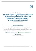 NR 601 Week 4 50&plus; Questions & Answers 2026&sol;2027 &vert; Primary Care of the Maturing and Aged Family &vert; Chamberlain University