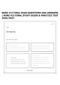 NURS 415 FINAL EXAM QUESTIONS AND ANSWERS &vert; NURS 415 FINAL STUDY GUIDE & PRACTICE TEST 2026&sol;2027