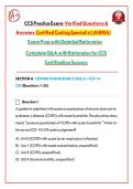 CCS Practice Exam&colon; Verified Questions & Answers &ndash; Certified Coding Specialist &lpar;AHIMA&rpar; Exam Prep with Detailed Rationales &vert; Complete Q&A with Rationales for CCS Certification Success UPDATED 2026&sol;2027