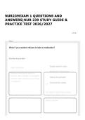NUR239EXAM 1 QUESTIONS AND ANSWERS&vert;NUR 239 STUDY GUIDE & PRACTICE TEST 2026&sol;2027