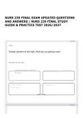 NURS 239 FINAL EXAM UPDATED QUESTIONS AND ANSWERS &vert; NURS 239 FINAL STUDY GUIDE & PRACTICE TEST 2026&sol;2027