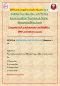 EMT Cardiology Practice Test Exam&colon; New Modified Exam Questions with Verified Solutions & Rationales &ndash; NREMT Cardiology & Cardiac Emergencies Study Guide UPDATED 2026&sol;2027&NewLine;