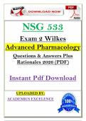 NSG 533 Exam 2 &lpar;PDF&rpar; &vert; &lpar;2026&rpar; Advanced Pharmacology Q&A &vert; Wilkes &vert; Instant Pdf Download