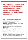 NU 170 Exams 1&ndash;4 Maternal Child Nursing 2026&sol;2027 &ndash; Questions and Answers &vert; 100&percnt; Verified &vert; Detailed Rationales &ndash; Pass Guaranteed &ndash; A&plus; Graded&vert; Instant Download pdf