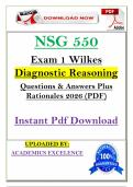 NSG 550 Exam 1 &lpar;PDF&rpar; &vert; &lpar;2026&rpar; Diagnostic Reasoning Q&A &vert; Wilkes &vert; Instant Pdf Download