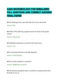 AAMI MICROBIOLOGY FOR EMBALMERS&NewLine;FULL QUESTIONS AND CORRECT ANSWERS&NewLine;FINAL PAPER