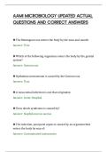 AAMI MICROBIOLOGY UPDATED ACTUAL&NewLine;QUESTIONS AND CORRECT ANSWERS