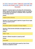 ATI TEAS 7 BIOLOGY EXAM - COMPLETE QUESTIONS AND&NewLine;DETAILED SOLUTIONS LATEST UPDATE THIS YEAR JUST&NewLine;RELEASED