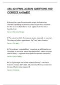 ABA 624 FINAL ACTUAL QUESTIONS AND&NewLine;CORRECT ANSWERS
