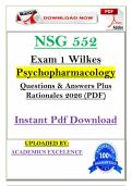 NSG 552 Exam 1 &lpar;PDF&rpar; &vert; &lpar;2026&rpar; Psychopharmacology Q&A &vert; Wilkes &vert; Instant Pdf Download