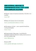 ABIM INTERNAL MEDICINE ITE&NewLine;COMPREHENSIVE EXAM STUDY GUIDE&NewLine;WITH COMPLETE SOLUTIONS&NewLine;