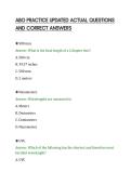 ABO PRACTICE UPDATED ACTUAL QUESTIONS&NewLine;AND CORRECT ANSWERS