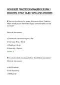 ACAS BEST PRACTICE KNOWLEDGE EXAM 1&NewLine;ESSENTIAL STUDY QUESTIONS AND ANSWERS&NewLine;