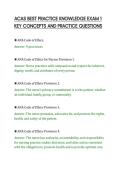 ACAS BEST PRACTICE KNOWLEDGE EXAM 1&NewLine;KEY CONCEPTS AND PRACTICE QUESTIONS&NewLine;