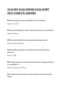 ACAS BPG EXAM UPDATED EXAM SCRIPT&NewLine;WITH COMPLETE ANSWERS