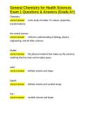General Chemistry for Health Sciences Exam 1 Questions & Answers &lpar;Grade A&plus;&rpar;&period;docx&NewLine;&NewLine;