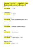 General Chemistry - Equations Exam Questions & Answers &lpar;Grade A&plus;&rpar;&period;docx&NewLine;&NewLine;