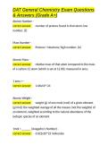 DAT General Chemistry Exam Questions & Answers &lpar;Grade A&plus;&rpar;&period;docx&NewLine;&NewLine;