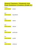 General Chemistry Polyatomic Ions Exam Questions & Answers &lpar;Grade A&plus;&rpar;&period;docx&NewLine;&NewLine;