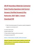 AR HP Hazardous Materials Contractor &NewLine;Exam Practice Questions And Correct &NewLine;Answers &lpar;Verified Answers&rpar; Plus &NewLine;Rationales 2027 Q&A &vert; Instant &NewLine;Download Pdf