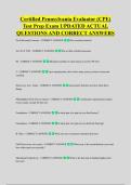 Certified Pennsylvania Evaluator &lpar;CPE&rpar; &NewLine;Test Prep Exam UPDATED ACTUAL &NewLine;QUESTIONS AND CORRECT ANSWERS