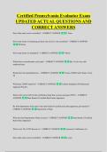 Certified Pennsylvania Evaluator Exam &NewLine;UPDATED ACTUAL QUESTIONS AND &NewLine;CORRECT ANSWERS