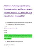 Wisconsin Plumbing Inspector Exam &NewLine;Practice Questions And Correct Answers &NewLine;&lpar;Verified Answers&rpar; Plus Rationales 2026 &NewLine;Q&A &vert; Instant Download Pdf 
