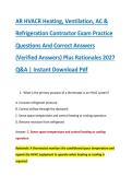 AR HVACR Heating&comma; Ventilation&comma; AC & &NewLine;Refrigeration Contractor Exam Practice &NewLine;Questions And Correct Answers &NewLine;&lpar;Verified Answers&rpar; Plus Rationales 2027 &NewLine;Q&A &vert; Instant Download Pdf 
