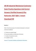 AR IM Industrial Mechanical Contractor &NewLine;Exam Practice Questions And Correct &NewLine;Answers &lpar;Verified Answers&rpar; Plus &NewLine;Rationales 2027 Q&A &vert; Instant &NewLine;Download Pdf