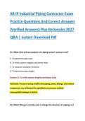 AR IP Industrial Piping Contractor Exam &NewLine;Practice Questions And Correct Answers &NewLine;&lpar;Verified Answers&rpar; Plus Rationales 2027 &NewLine;Q&A &vert; Instant Download Pdf