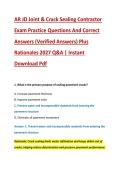 AR JD Joint & Crack Sealing Contractor &NewLine;Exam Practice Questions And Correct &NewLine;Answers &lpar;Verified Answers&rpar; Plus &NewLine;Rationales 2027 Q&A &vert; Instant &NewLine;Download Pdf 