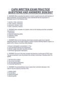 CAPA WRITTEN EXAM PRACTICE&NewLine;QUESTIONS AND ANSWERS 2026&sol;2027