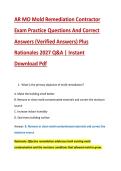 AR MO Mold Remediation Contractor &NewLine;Exam Practice Questions And Correct &NewLine;Answers &lpar;Verified Answers&rpar; Plus &NewLine;Rationales 2027 Q&A &vert; Instant &NewLine;Download Pdf 