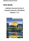 Test Bank for Auditing & Assurance Services&colon; A Systematic Approach&comma; 12th Edition by William F&period; Messier Jr&period;&comma; Steven M&period; Glover&comma; Douglas F&period; Prawitt & Brant Christensen &vert; Chapters 1&ndash;21 Complete &vert; Questions & Answers &vert; 2027&NewLine;