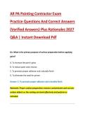 AR PA Painting Contractor Exam &NewLine;Practice Questions And Correct Answers &NewLine;&lpar;Verified Answers&rpar; Plus Rationales 2027 &NewLine;Q&A &vert; Instant Download Pdf 