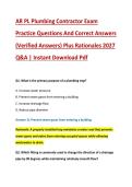 AR PL Plumbing Contractor Exam &NewLine;Practice Questions And Correct Answers &NewLine;&lpar;Verified Answers&rpar; Plus Rationales 2027 &NewLine;Q&A &vert; Instant Download Pdf