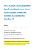AR PT Pavement Treatment Contractor &NewLine;Exam Practice Questions And Correct &NewLine;Answers &lpar;Verified Answers&rpar; Plus &NewLine;Rationales 2027 Q&A &vert; Instant &NewLine;Download Pdf 