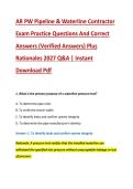 AR PW Pipeline & Waterline Contractor &NewLine;Exam Practice Questions And Correct &NewLine;Answers &lpar;Verified Answers&rpar; Plus &NewLine;Rationales 2027 Q&A &vert; Instant &NewLine;Download Pdf 