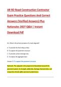 AR RD Road Construction Contractor &NewLine;Exam Practice Questions And Correct &NewLine;Answers &lpar;Verified Answers&rpar; Plus &NewLine;Rationales 2027 Q&A &vert; Instant &NewLine;Download Pdf