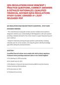 QFA REGULATIONS EXAM 2026&sol;2027 &vert; PRACTICE QUESTIONS&comma; CORRECT ANSWERS & DETAILED RATIONALES &vert; QUALIFIED FINANCIAL ADVISER &lpar;QFA&rpar; REGULATIONS STUDY GUIDE &vert; GRADED A&plus; &vert; JUST RELEASED PDF