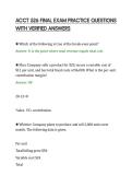 ACCT 526 FINAL EXAM PRACTICE QUESTIONS&NewLine;WITH VERIFIED ANSWERS