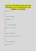 ACCUPLACER Math Practice Test Exam &NewLine;UPDATED ACTUAL QUESTIONS AND &NewLine;CORRECT ANSWERS