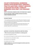 MILADY'S PROFESSIONAL BARBERING SAMPLE STATE BOARD EXAM 1 2026&sol;2027 &vert; PRACTICE QUESTIONS&comma; CORRECT ANSWERS & DETAILED SOLUTIONS &vert; COMPLETE BARBERING EXAM PREP &vert; JUST RELEASED PDF