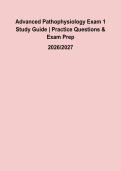 Advanced Pathophysiology Exam 1 2026&ndash;2027 &vert; Practice Questions & Answers &vert; Complete Study Guide & Exam Prep