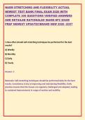 NASM STRETCHING AND FLEXIBILITY ACTUAL &NewLine;NEWEST TEST BANK FINAL EXAM 2026 WITH &NewLine;COMPLETE 300 QUESTIONS VERIFIED ANSWERS &NewLine;AND DETAILED RATIONALES &vert;NAMS-SFC EXAM &NewLine;PREP NEWEST UPDATE&excl;&excl;&excl;BRAND NEW 2026 -2027 