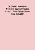 CA Grade 2 Wastewater Treatment Operator Exam 2026&ndash;2027 &vert; Practice Exam 1 Questions & Answers &vert; Complete Certification Prep